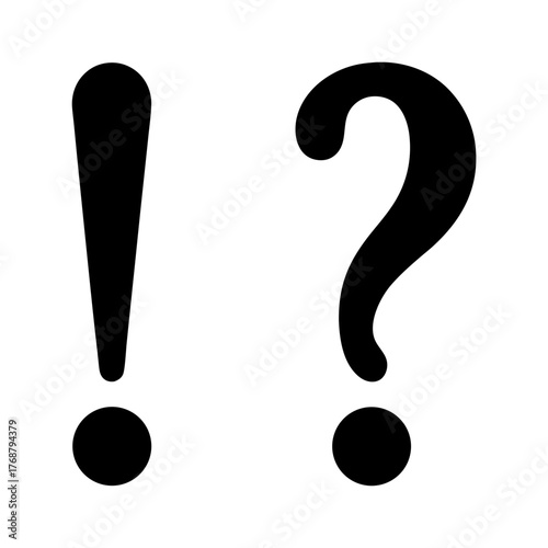 A graphic representation of an exclamation point and a question mark