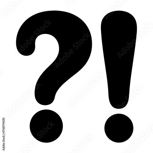 A large question mark and exclamation point conveying confusion and shock