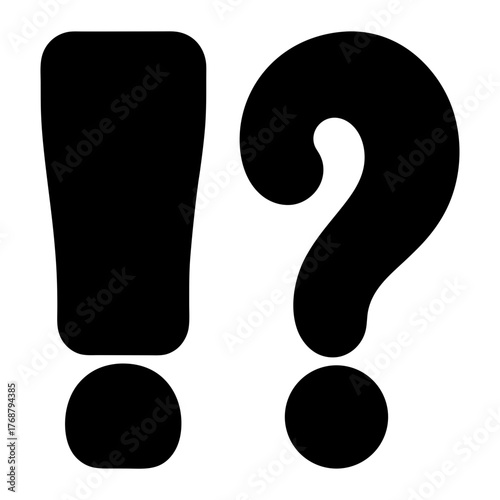Exclamation point and question mark side by side in bold black
