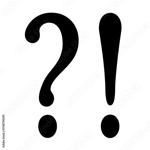 Symbolic Tension Question Mark and Exclamation Point in Bold Black Design