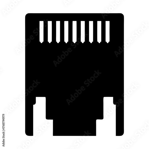 Illustration of a black ethernet port connection for computer networking