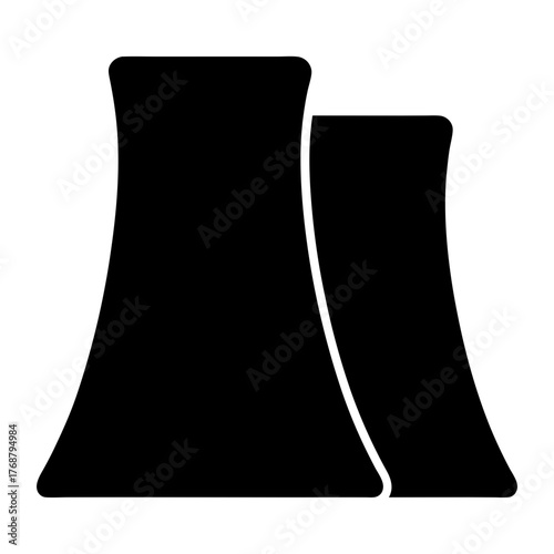 Silhouette of two cooling towers representing nuclear power plant or industrial facility