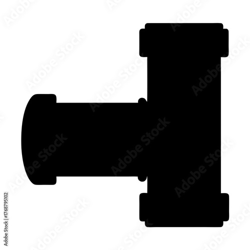 Silhouette of a Tshaped Plumbing Fixture with a Cap, Side View