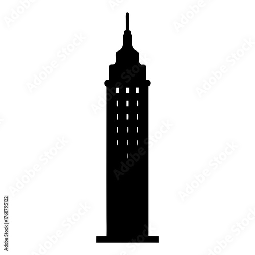 Silhouette of a Classic Skyscraper in Black and White Design