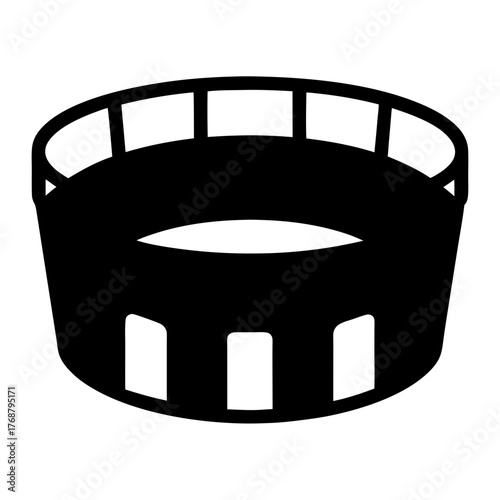 Isolated black silhouette of a colosseum or stadium arena structure in vector format