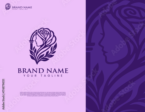 Muslimah hijab logo design template illustration