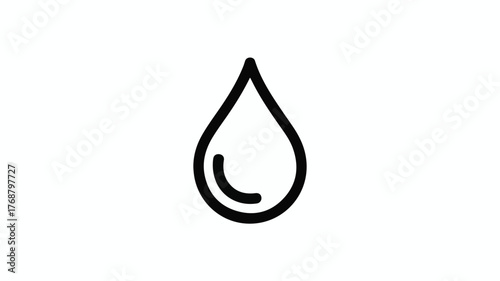 Simple black outline of a water drop on a clean white background.