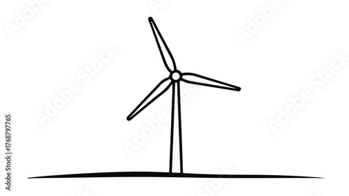 Clean energy wind turbine generating power against a stark white background