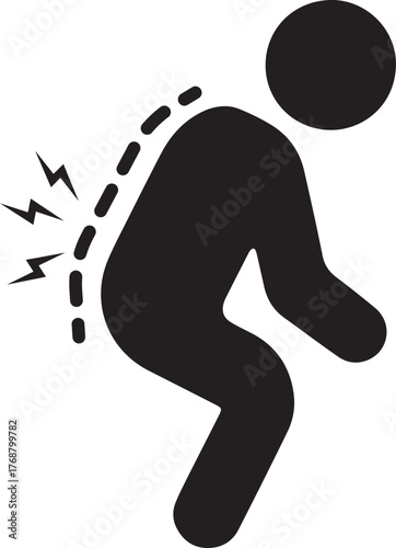 A human figure icon experiencing severe back pain