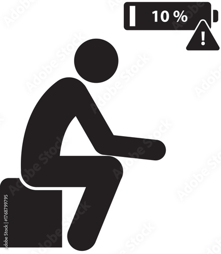 Metaphor for burnout and exhaustion with low energy