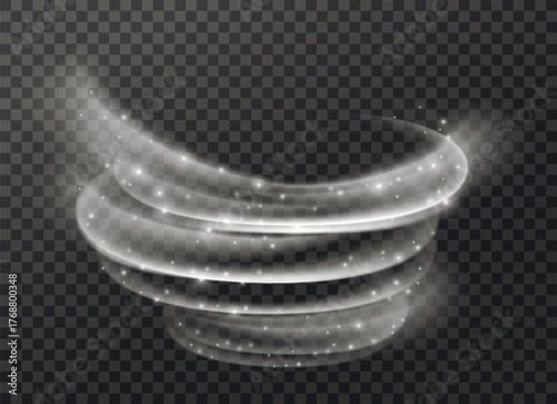 Tornado. Sparkling vortex. Spiral on a transparent background