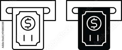 (Editable) pack Atm Cash Machine Line Art and Silhouette Two Style Pack Icon Design Adobe Illustrator Artwork. Perfectly Accurate, Primium Quality Line Art and Silhouette.
