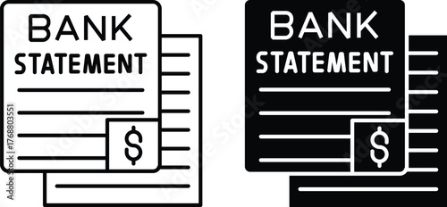 (Editable) pack Vector Representation of a Bank Statement in Black and White Depicting Financial Transactions Adobe Illustrator Artwork