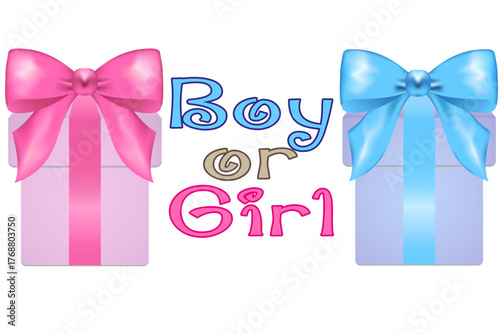 Boy or Girl gender reveal gift boxes illustration