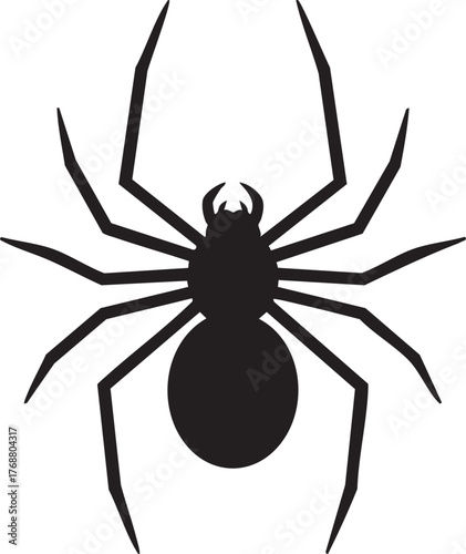 Black spider silhouette, icon and symbol of Halloween and fear