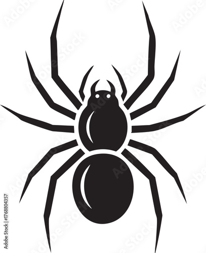 Intricate Black Spider Vector Illustration for Halloween Designs and Nature-Themed Graphics, Featuring a Detailed Arachnid Silhouette with Eight Legs for Spooky Concepts