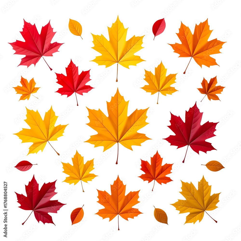 Fototapeta premium autumn maple leaves seamless pattern isolated