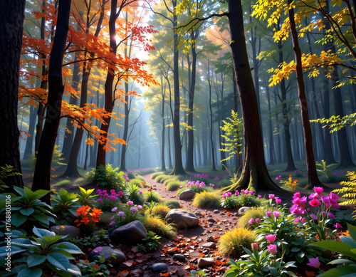 Futuristic Virtual Forest for Stress Relief with Triadic Colors