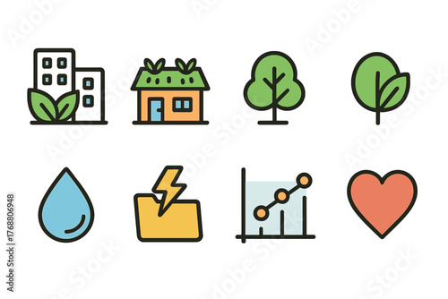 Eco-friendly line icon set. sustainability, nature, environment icons collection