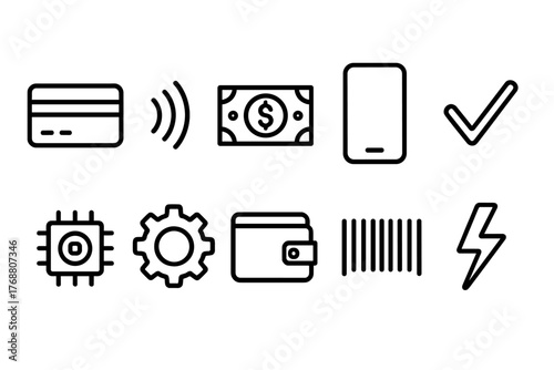 Finance, payment outline icon set. digital wallet, currency icons collection