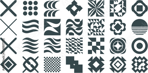 Collection of abstract geometric shapes and patterns for design and creative projects in various styles