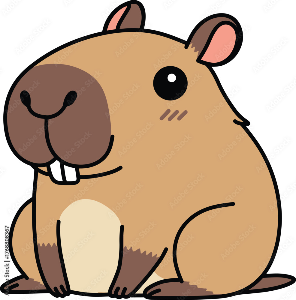 Fototapeta premium Adorable Hand-Drawn Capybara Character Illustration