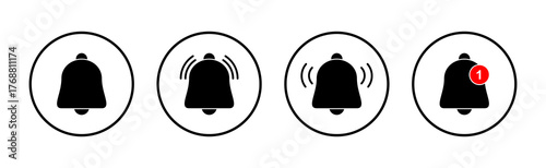 Bell icon vector. Notification sign and symbol for web site design