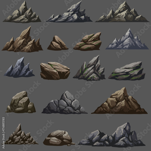 Diverse Rock and Stone Formation Set for Artistic Creation