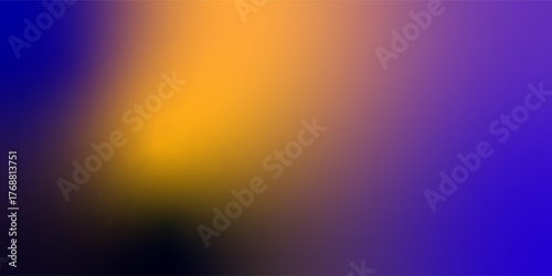 Abstract gradient background featuring transitions between purple, orange and yellow with a noise grain texture. Ideal for a variety of creative projects.
