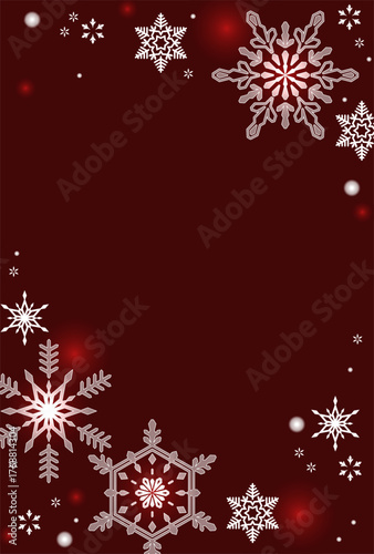 美しく華やかな雪もようのクリスマス風・縦型テンプレート