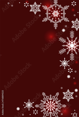 美しく華やかな雪もようのクリスマス風・縦型テンプレート