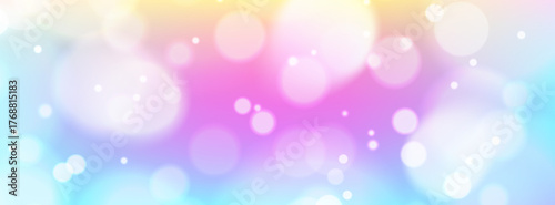 Nursery background with oversized bokeh and gentle sparkle effects. Pastel gradient with cute elements and ample copy space. Stock vector illustration in baby style.