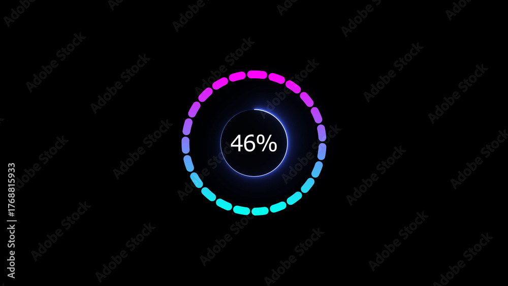 Fototapeta premium 46% loading bar icon illustration. a modern neon red color neon loading illustration. on a black background. and creating a stunning 4k illustration.