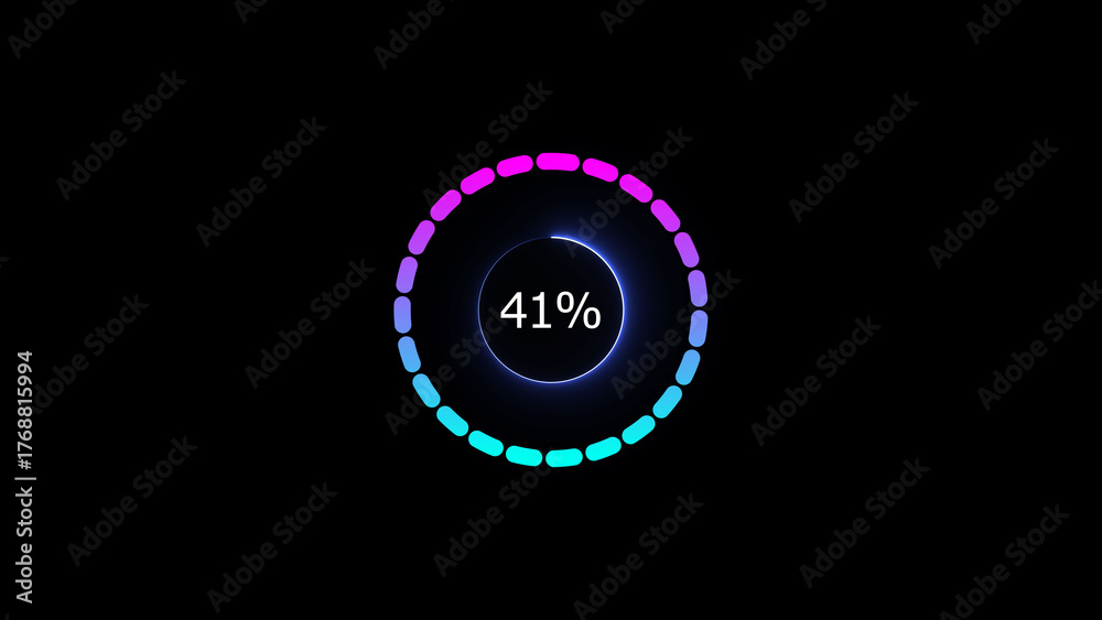 Fototapeta premium 41% loading bar icon illustration. a modern neon red color neon loading illustration. on a black background. and creating a stunning 4k illustration.