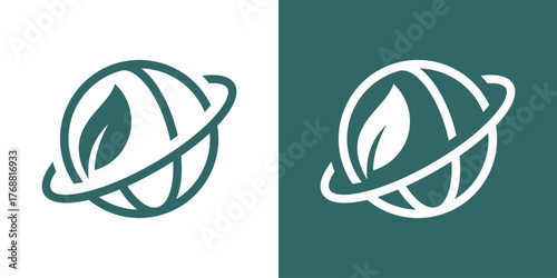 A modern logo combining a globe and leaf, symbolizing global health,and sustainable living.