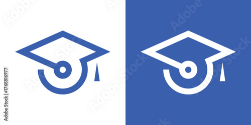 A modern logo combining a graduation cap and digital tech elements, symbolizing education, innovation, and smart learning.