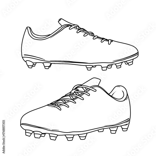 A pair of soccer cleats shown in a simple line art illustration side view