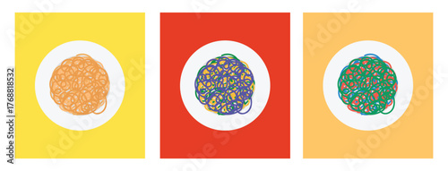Illustration design different style noodle