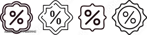 Discount label outline icon rectangular shape with rounded corners representing special sale promotion concept