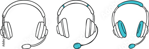 Headset with microphone outline vector icon representing technical support hotline and digital communication