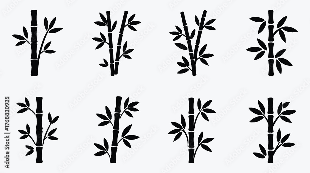 Fototapeta premium Elegant Bamboo Stalks Graphic Pattern in Black and White Vector Design