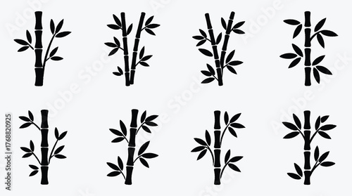 Elegant Bamboo Stalks Graphic Pattern in Black and White Vector Design