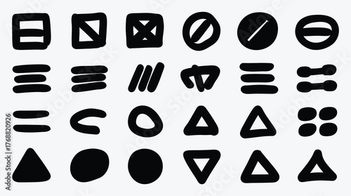 Hand Drawn Black Shapes Collection on White Background Graphic Resource
