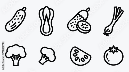 Minimalist Vegetable Icon Set for Healthy Eating and Organic Food