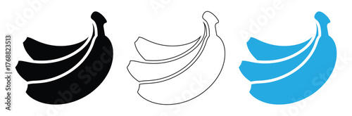 Bananas icon vector,Banana icon vector for web, computer and mobile app.Delicious banana bunch icon set for your next project,editable stroke