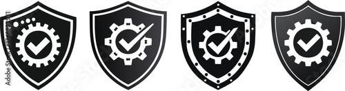Security Patch Icon with Shield Gear and Check Mark Representing Safe Update and Digital Protection Concept