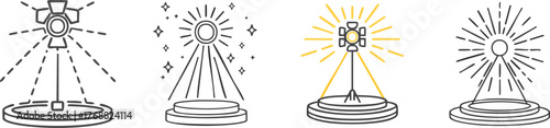 Stage Spotlight Icon with Shining Beam Depicting Performance Highlight and Artistic Presentation Concept