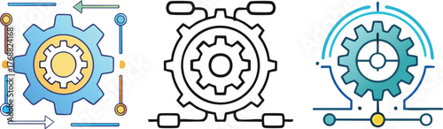 System Configuration Icon with Gear and Sliders Depicting Setup Adjustment and Digital Optimization Theme