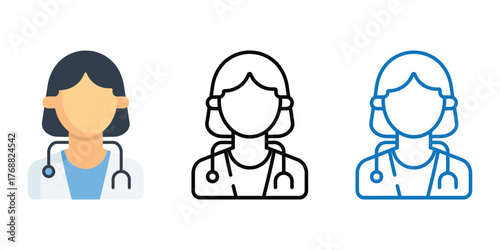Doctor Vector and Icon Collection – Male and Female Doctor Illustrations, Medical Staff, Healthcare Professionals, Hospital Scene, and Medicine Icons Set