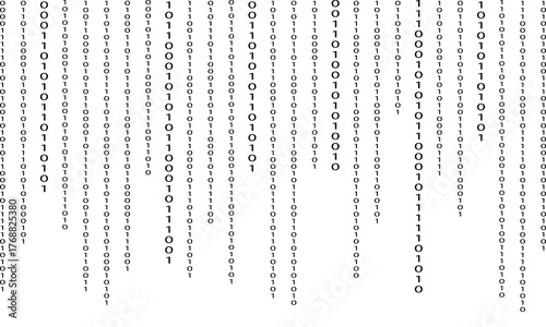 Binary Background. Modern Texture. Data Black and White Backdrop. Vector illustration